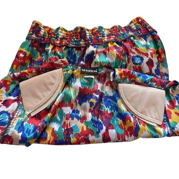 Vtg 80s Notations Floral Blouse M Elastic Waist Shoulder Pads USA Made - Picture 3 of 7